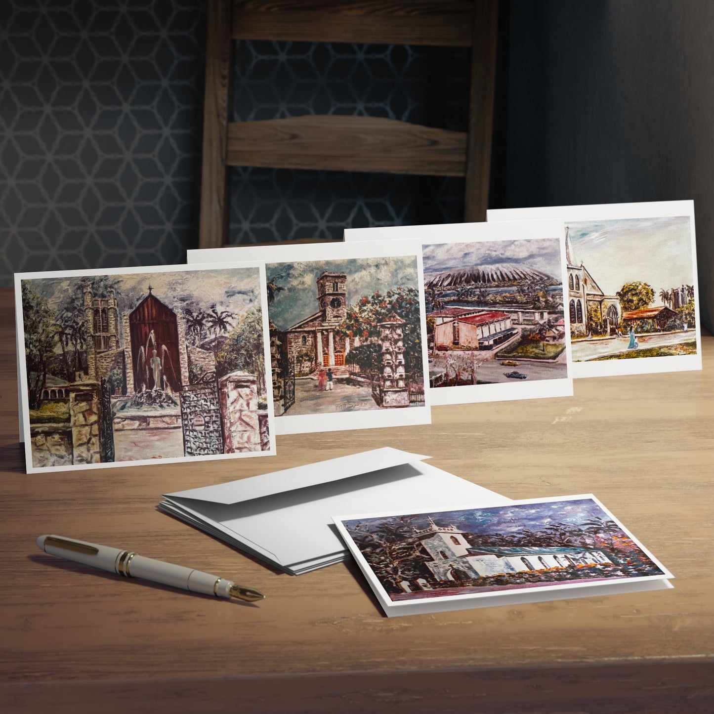 Timeless Faith in Old Hawaii – Greeting Cards Featuring Historic Churches of Oʻahu – 5-Pack
