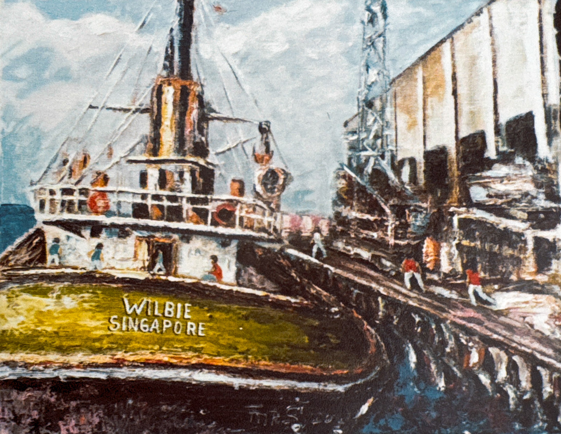 Coastal scene showing traditional Hawaiian Ships on shore